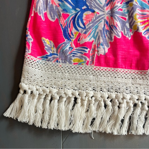 Lilly Pulitzer ALIA BEACH COVER UP Cotton Dress, Flamingo Pink Nice Stems XXS - Picture 2 of 10